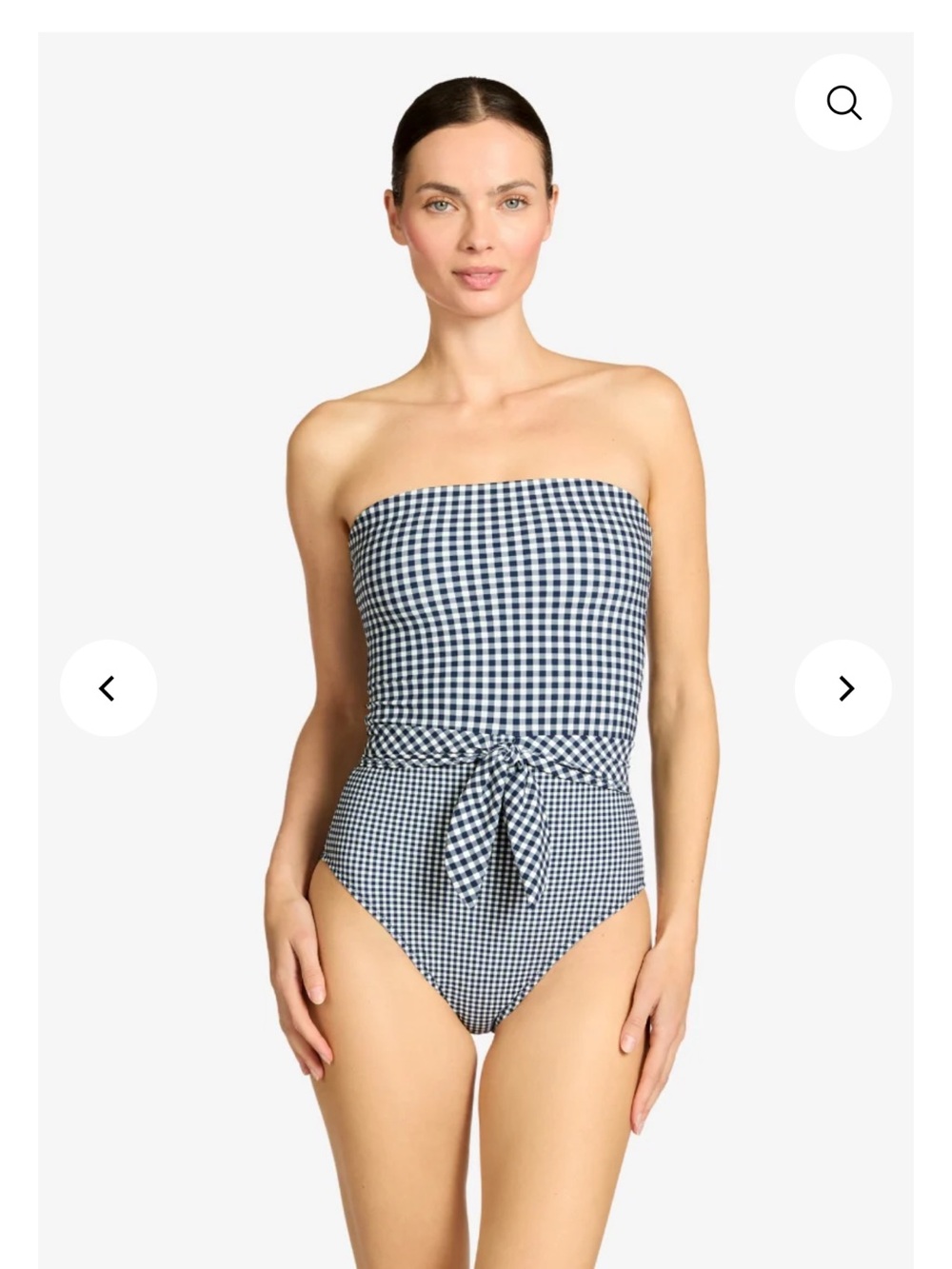 Robin Piccone Navy & White Gingham Strapless One-Piece with Waist Tie Size 4